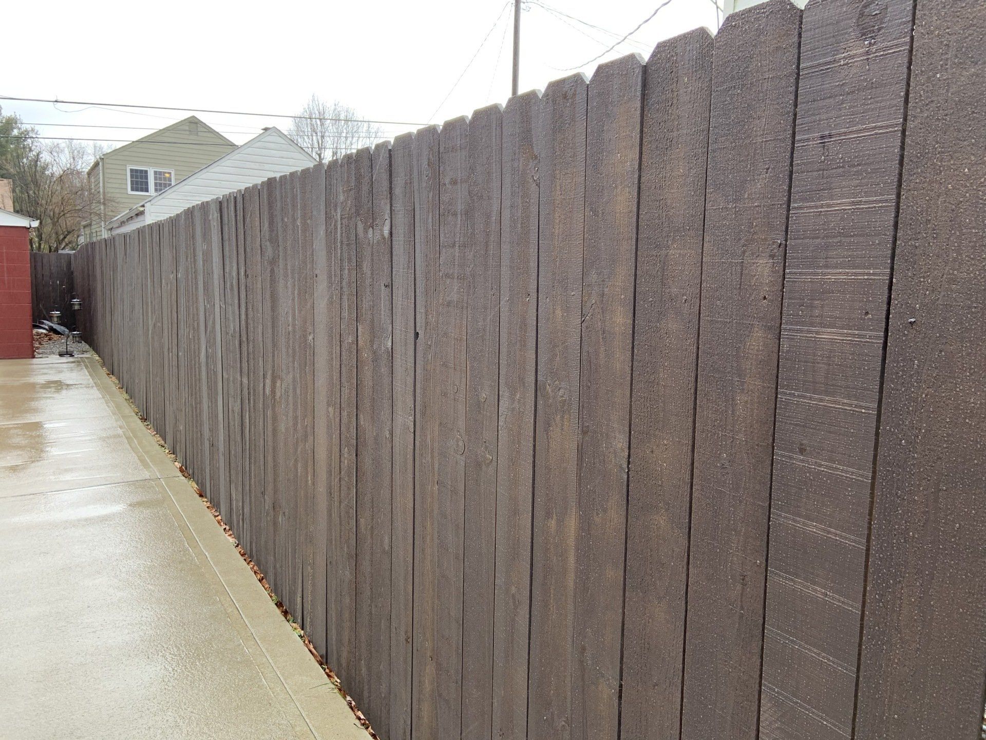 A freshly installed and stained fence in Columbus Ohio