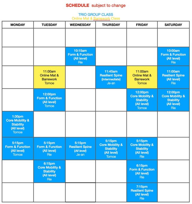 Pilates Class Schedule, Articulate Bodies