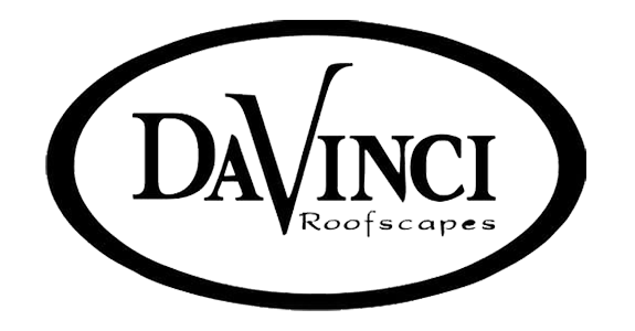 a black and white logo for davinci roofscapes
