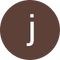 the letter j is in a brown circle on a white background