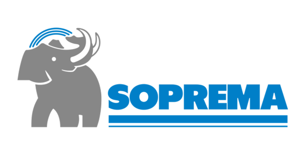 a logo for a company called soprema with an elephant on it