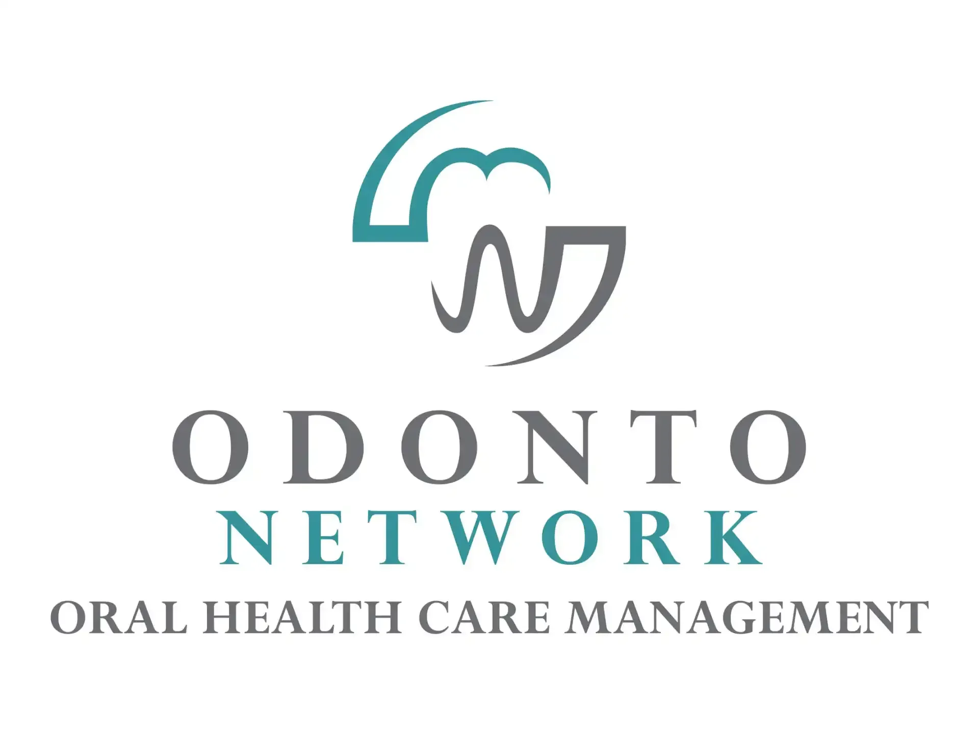 Logo di Odonto Network con icona dentale turchese e grigia e testo 
