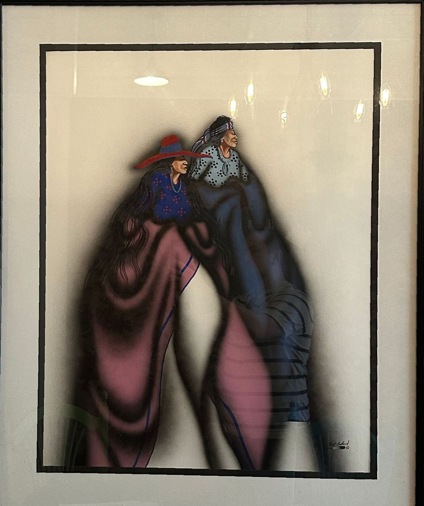 A painting of two people standing next to each other