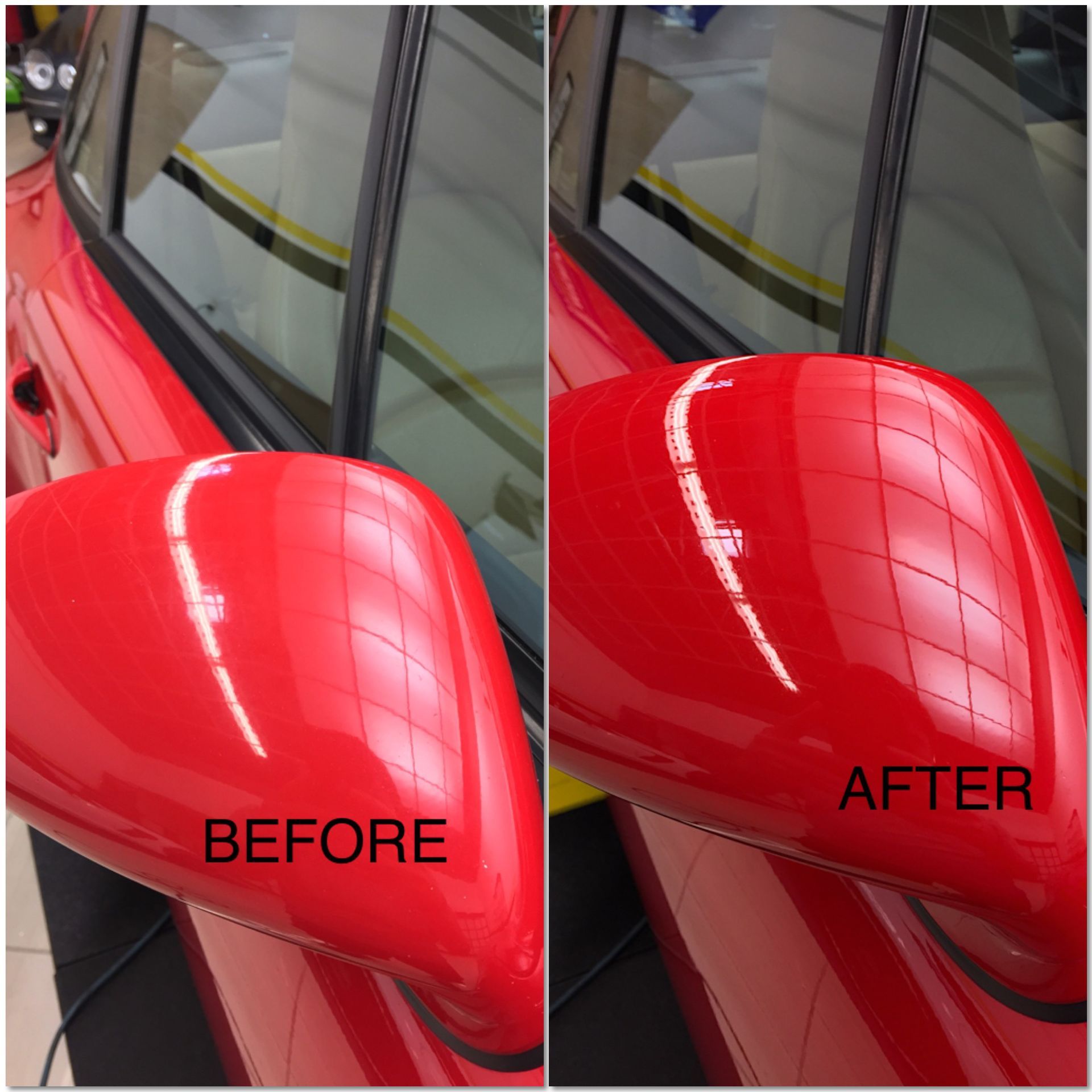 side mirror before and after
