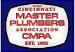 Logo of the Cincinnati Master Plumbers Association, white text on a red background within a blue square.