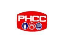 Red PHCC logo with water droplet, flame, and radiator symbols.