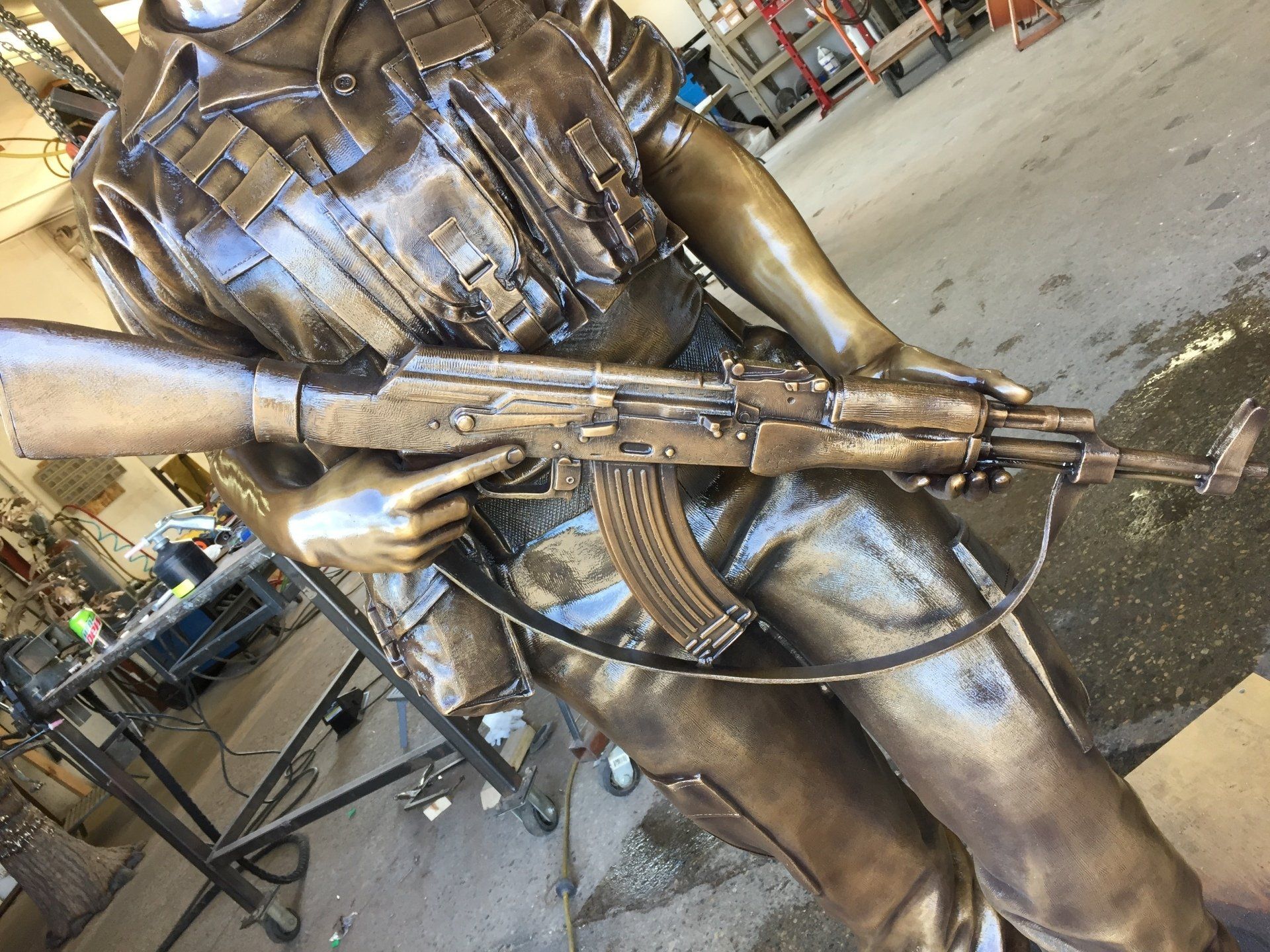 bronze statue gorilla armed safari guards bronze statue