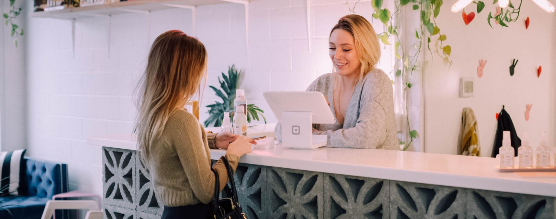 woman buying something