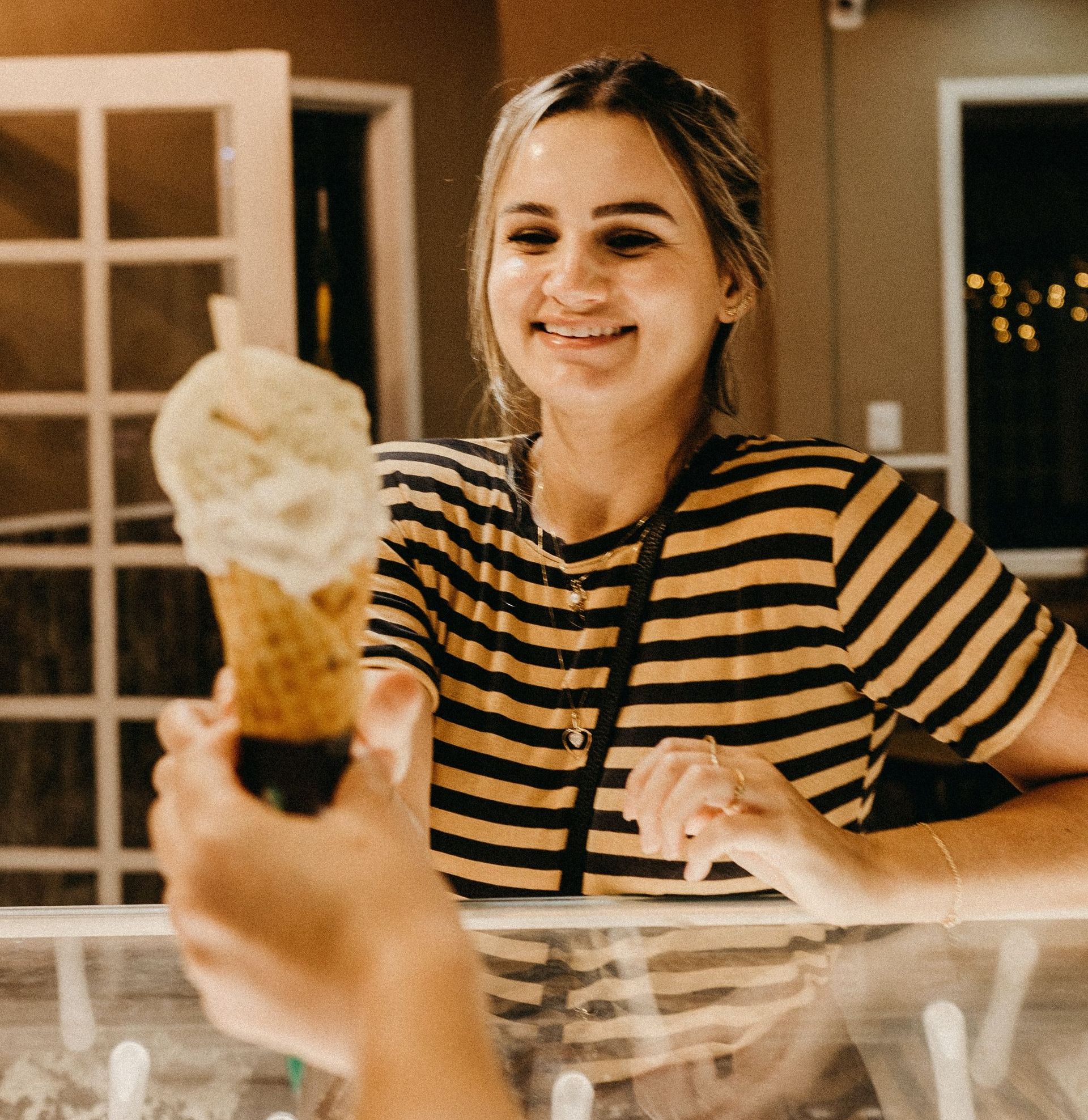 customer buying an ice cream cone