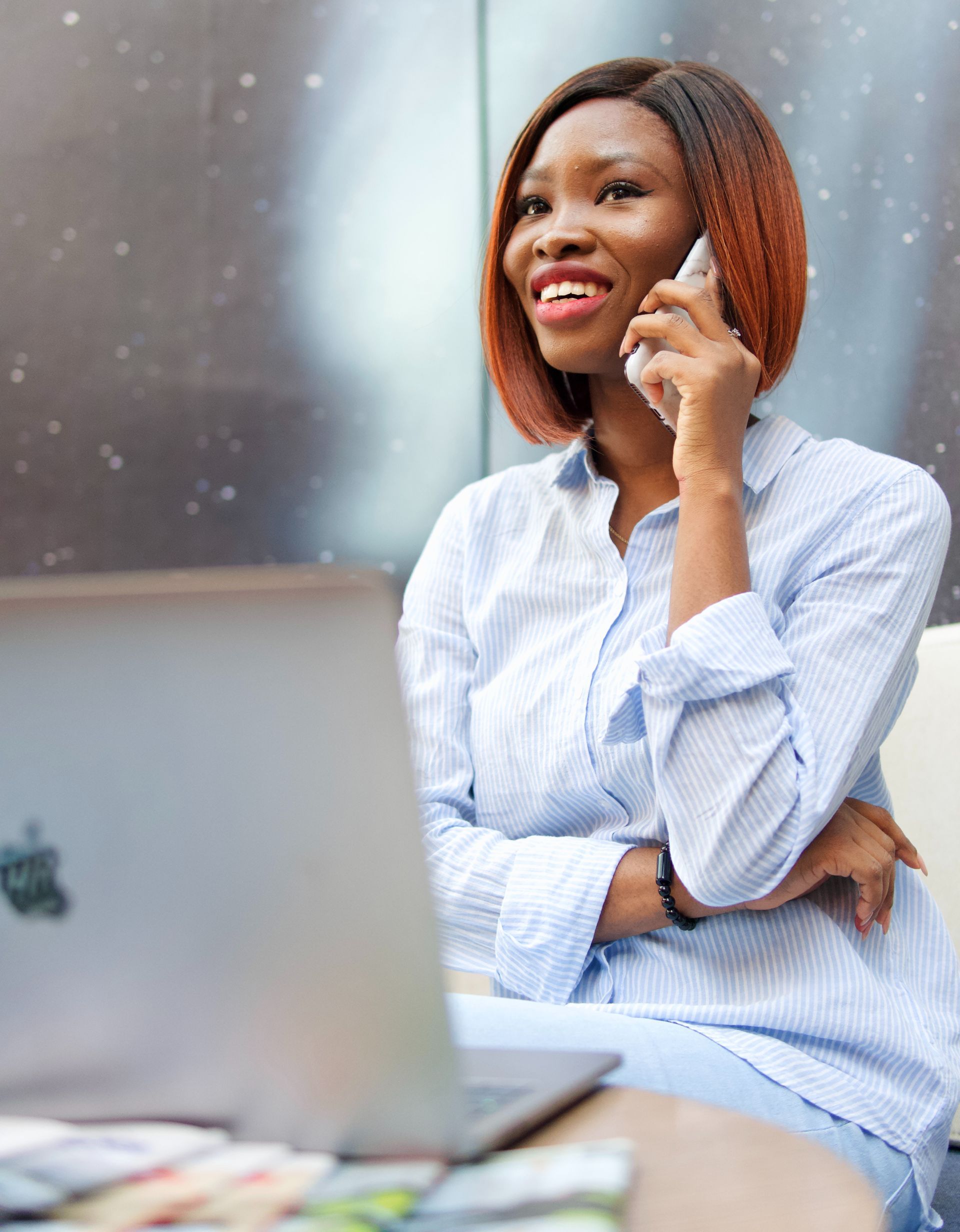 woman talking on phone