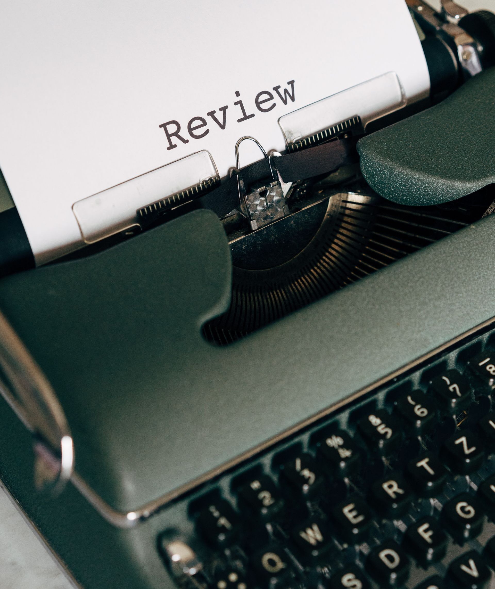 review on a typewriter