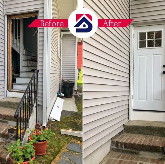 A before and after picture of a house