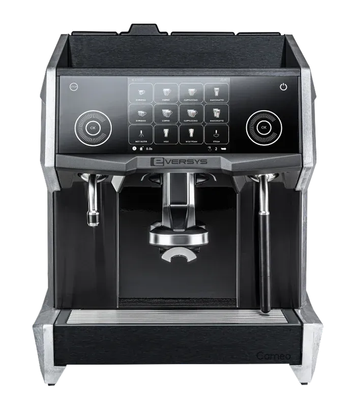 An Everys coffee maker displaying different coffee making options