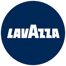 A LavAzza logo with a blue background