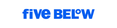 A blue logo for five below on a white background