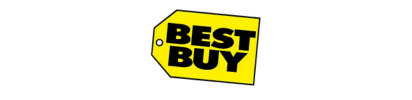 A yellow and black best buy logo on a white background