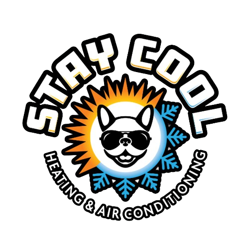 A logo for a company called stay cool heating and air conditioning