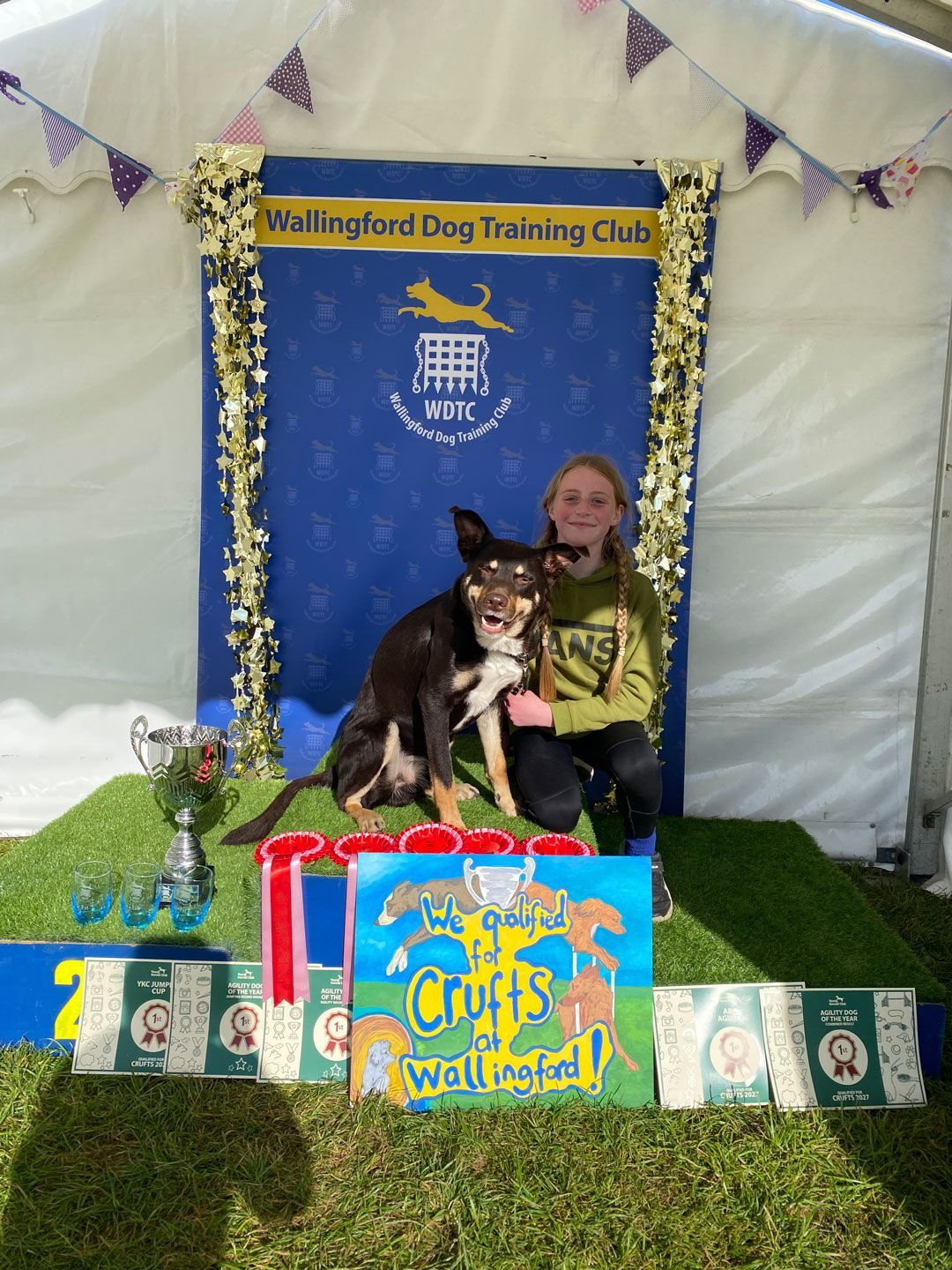 brooke and woody on the podium at wallingford dog show
