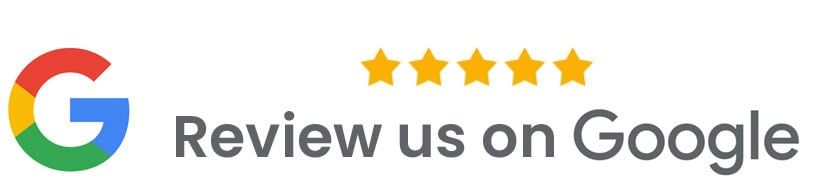 Google logo with five gold stars, and 