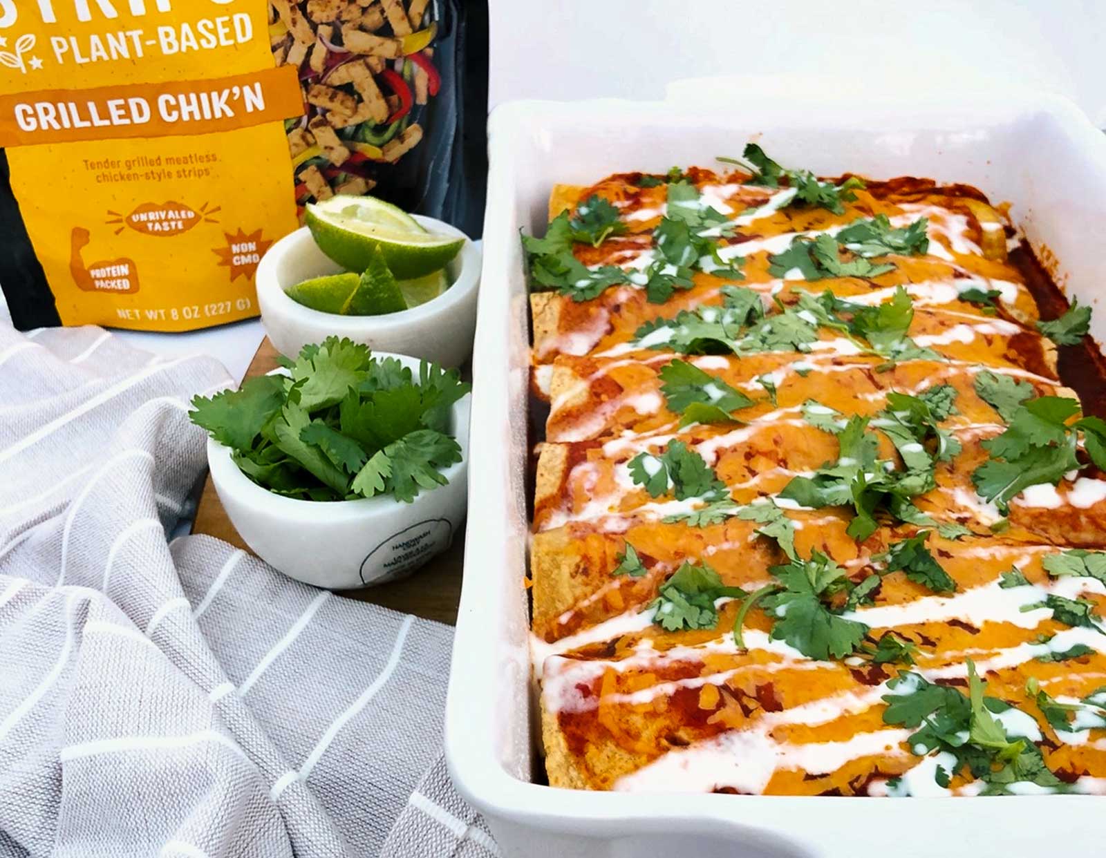 Vegan Chik'n Fajita Enchiladas