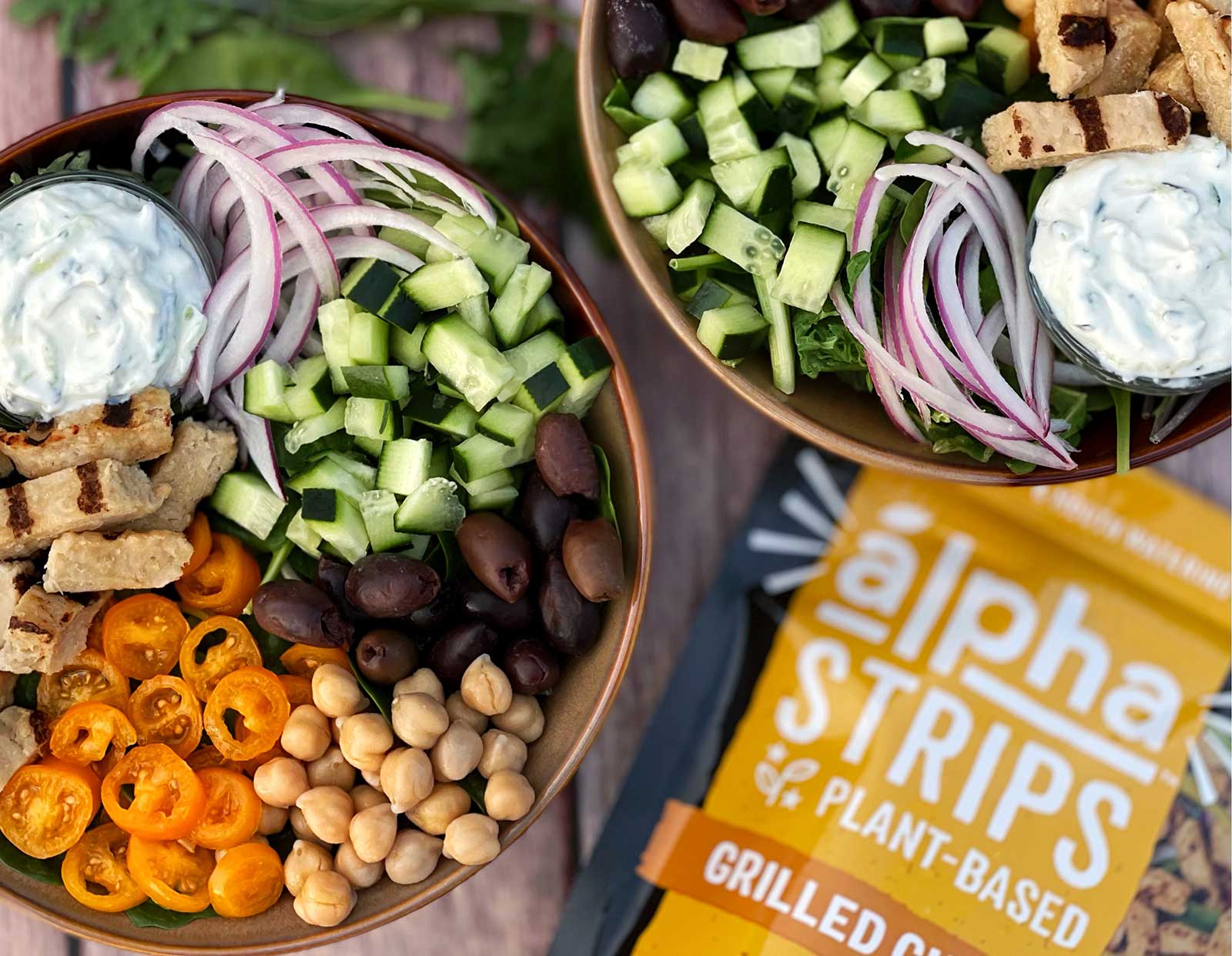 Plant-Based Chik'n Greek Salad Bowl