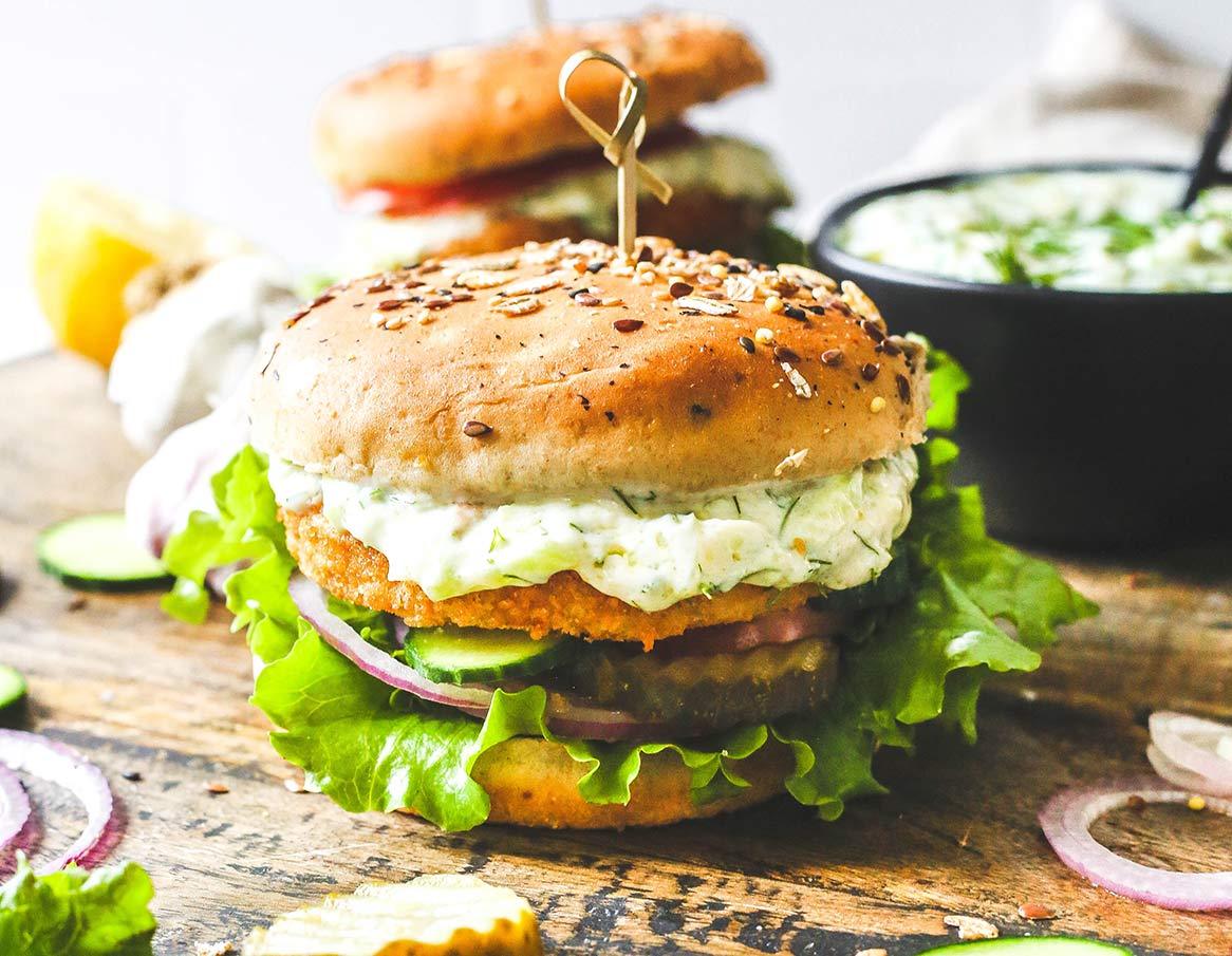 Vegan Chik'n Shawarma Burger with Tzatziki