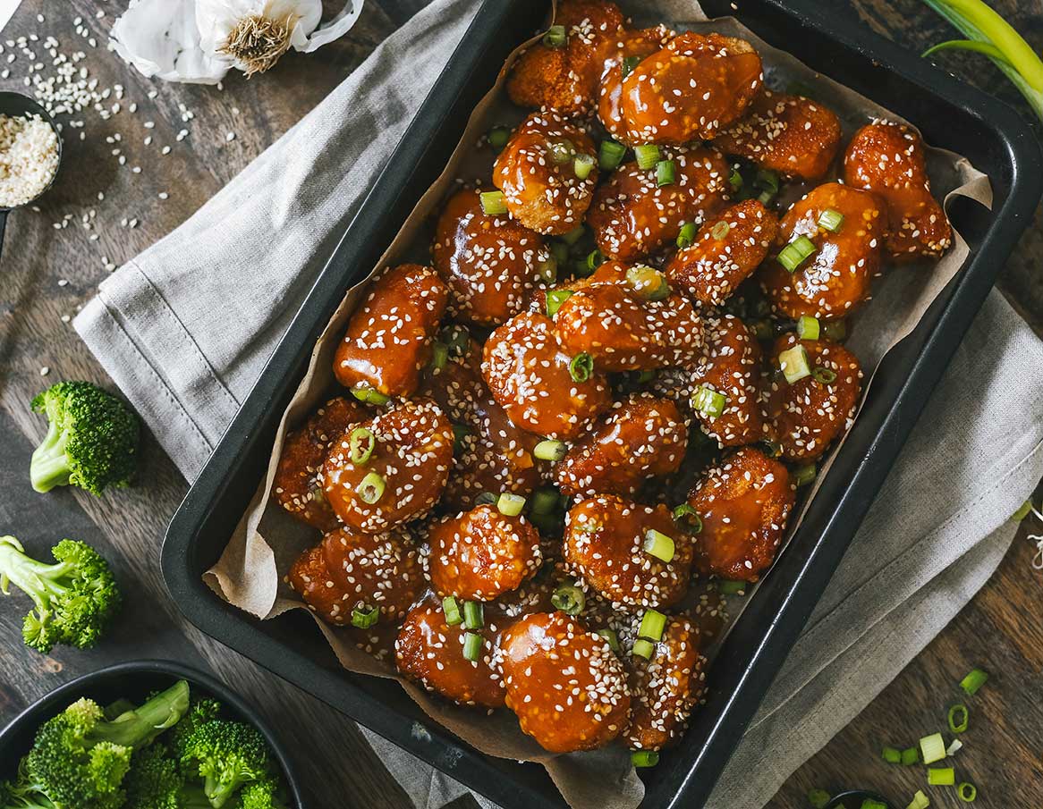 Vegan Garlic Glazed Chik'n Nuggets