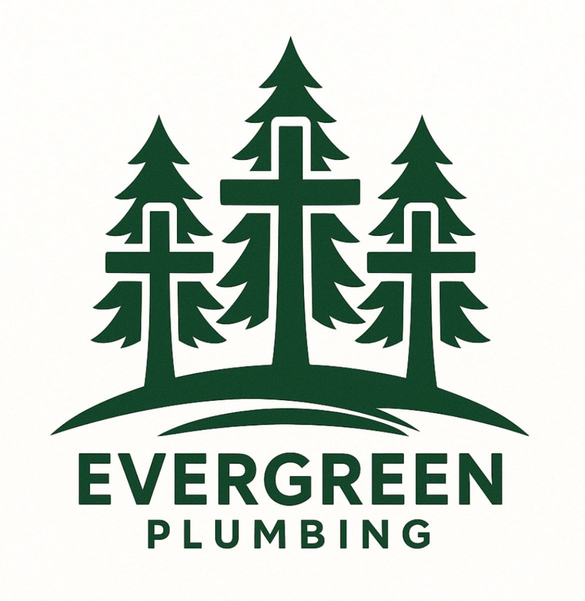 Logo for Evergreen Plumbing, with text "EVERGREEN" above "Plumbing".
