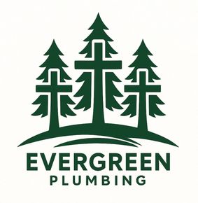 Logo for Evergreen Plumbing, with text "EVERGREEN" above "Plumbing".