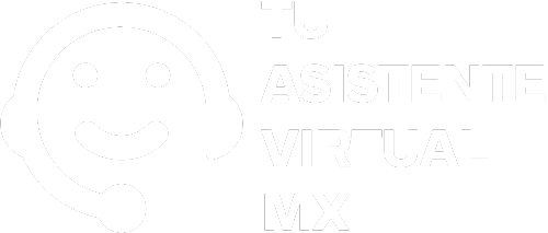 Un logo blanco con un círculo y la palabra tu asistente virtual mx