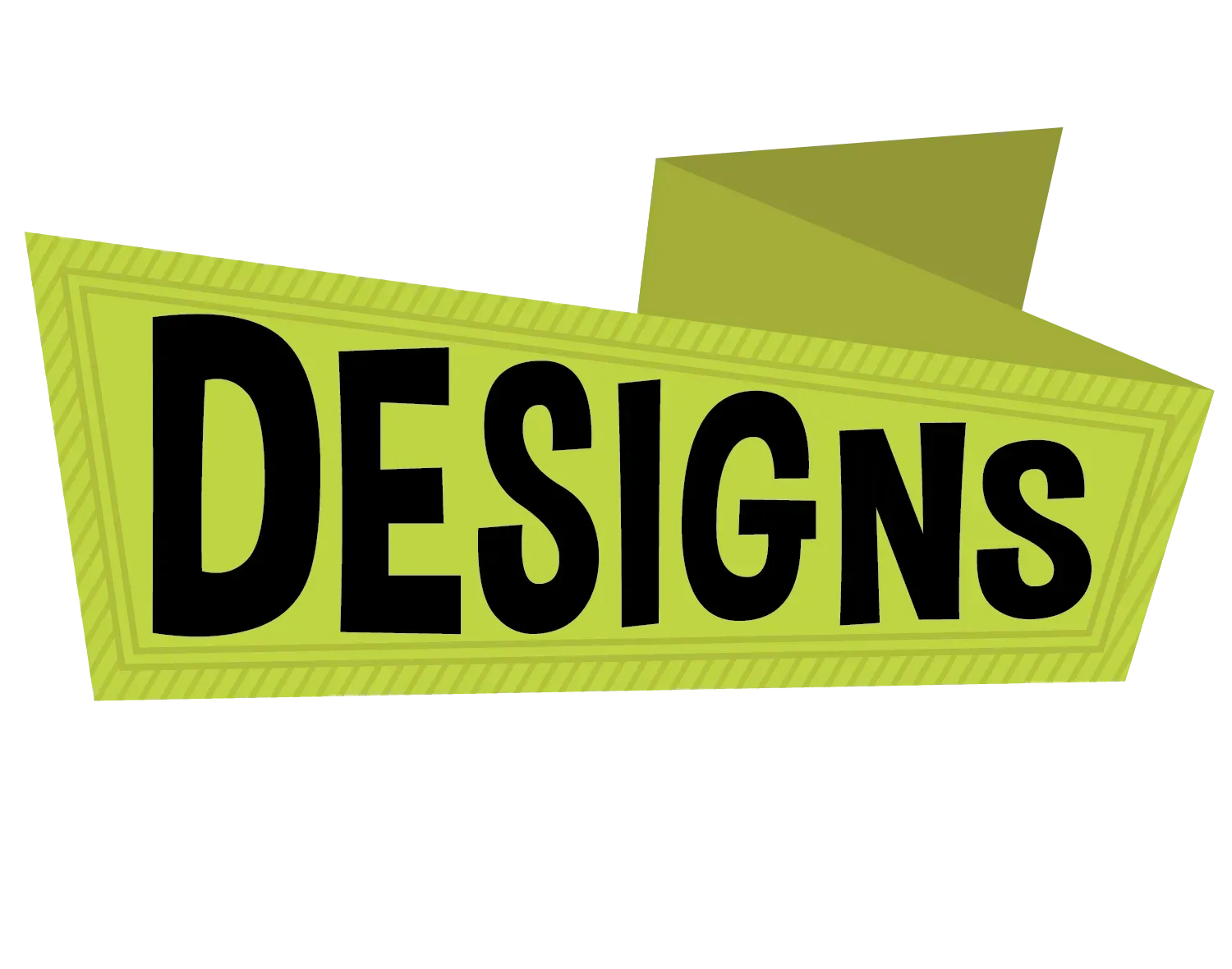 A yellow sign that says designs on it