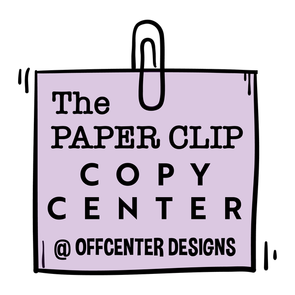 A logo for the paper clip copy center