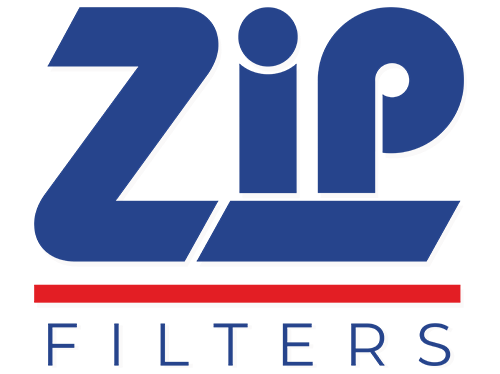 Logo of "ZIP FILTERS" in blue, with a red underline below the word "FILTERS".