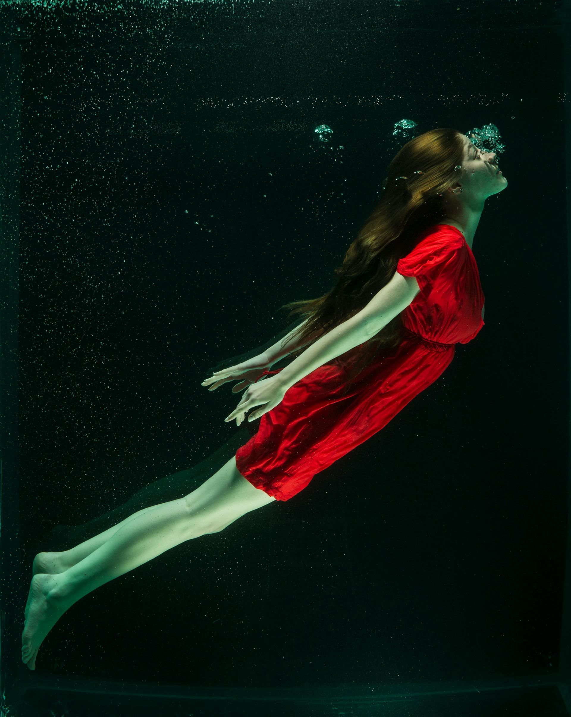 red dress swim