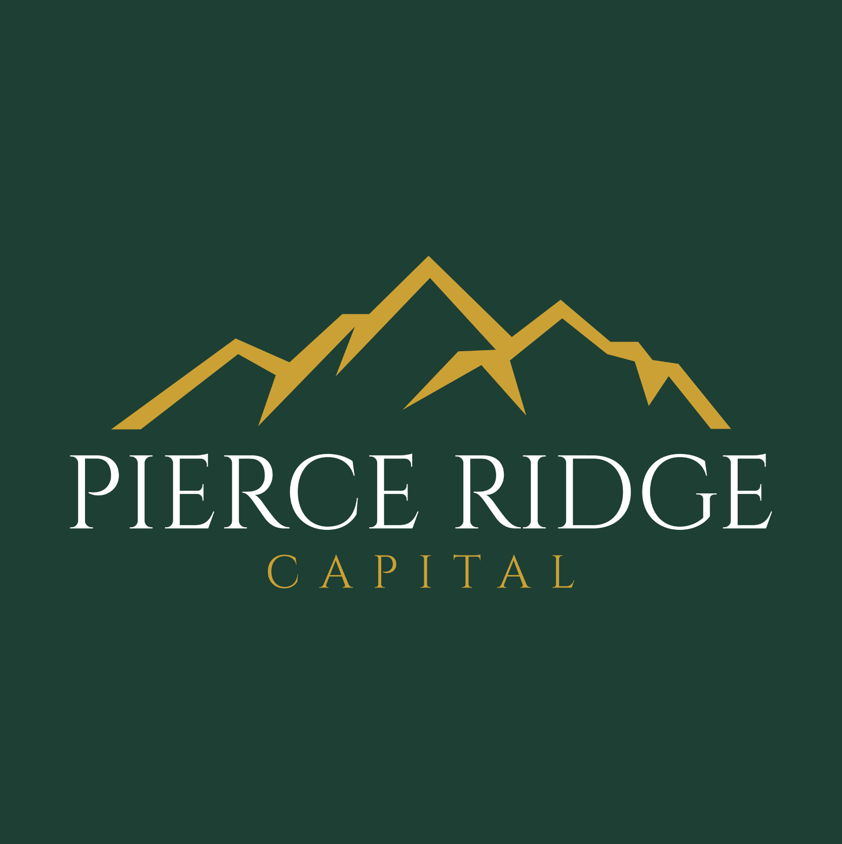 A pierce ridge capital logo with a mountain in the background