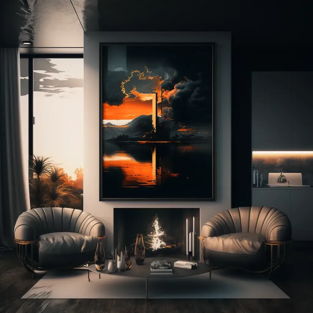 A living room with two chairs and a fireplace
