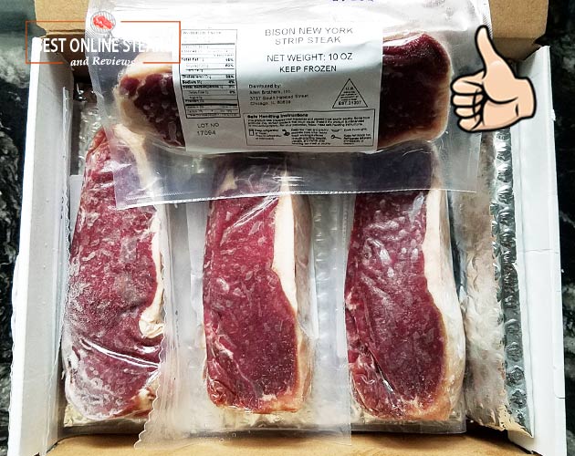 Allen Brothers Review Bison NY Strip Steaks - 4 Steaks - 10 oz. Each - $136 - $34 Each