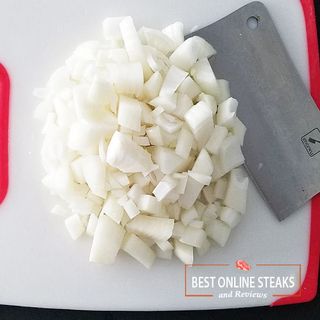 Chop the onions into medium-sized chunks.