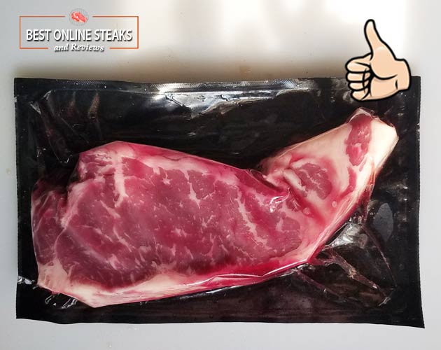 USDA Ungraded NY Strip 20 oz. for $45. Packaging is great, no leaks.