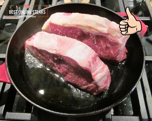 NY Strip Steak Pan seared on cast iron