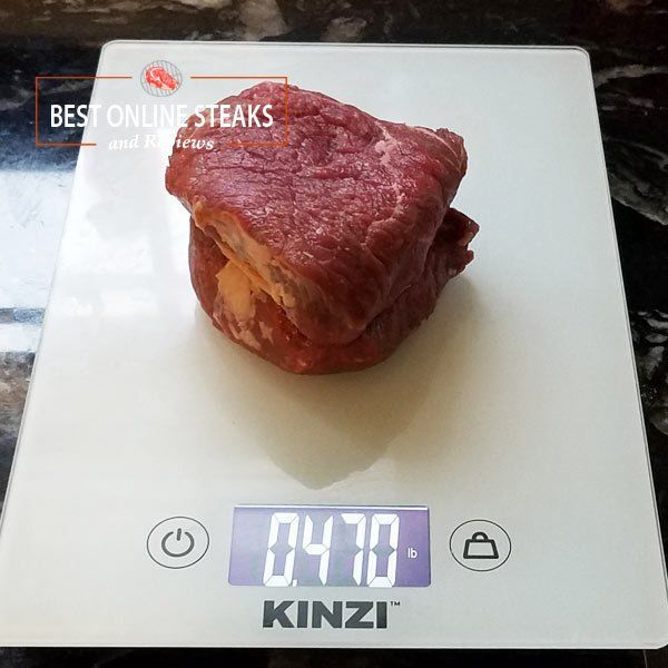 We found the weight of these steaks over an ounce lighter than what was on the label but within the weight listed on the website.