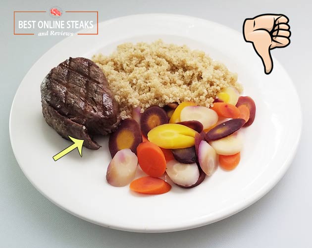 We did not think it was a good value at $42. Shown plated with Quinoa and Multi-Colored Carrot Slices.