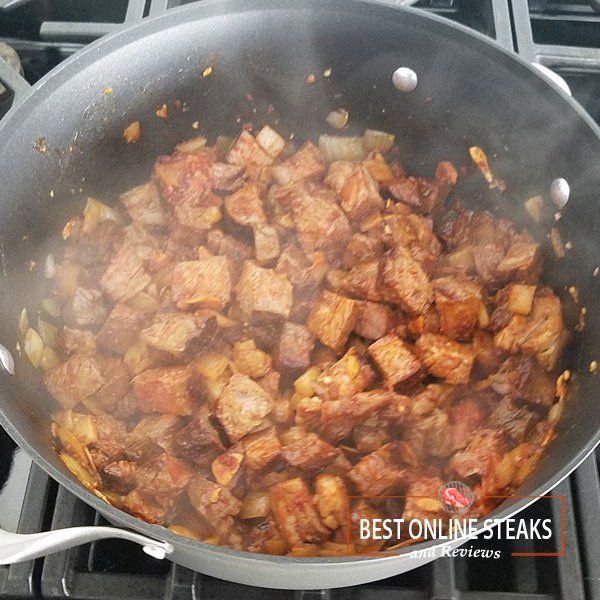 Stir so the base covers all the meat.