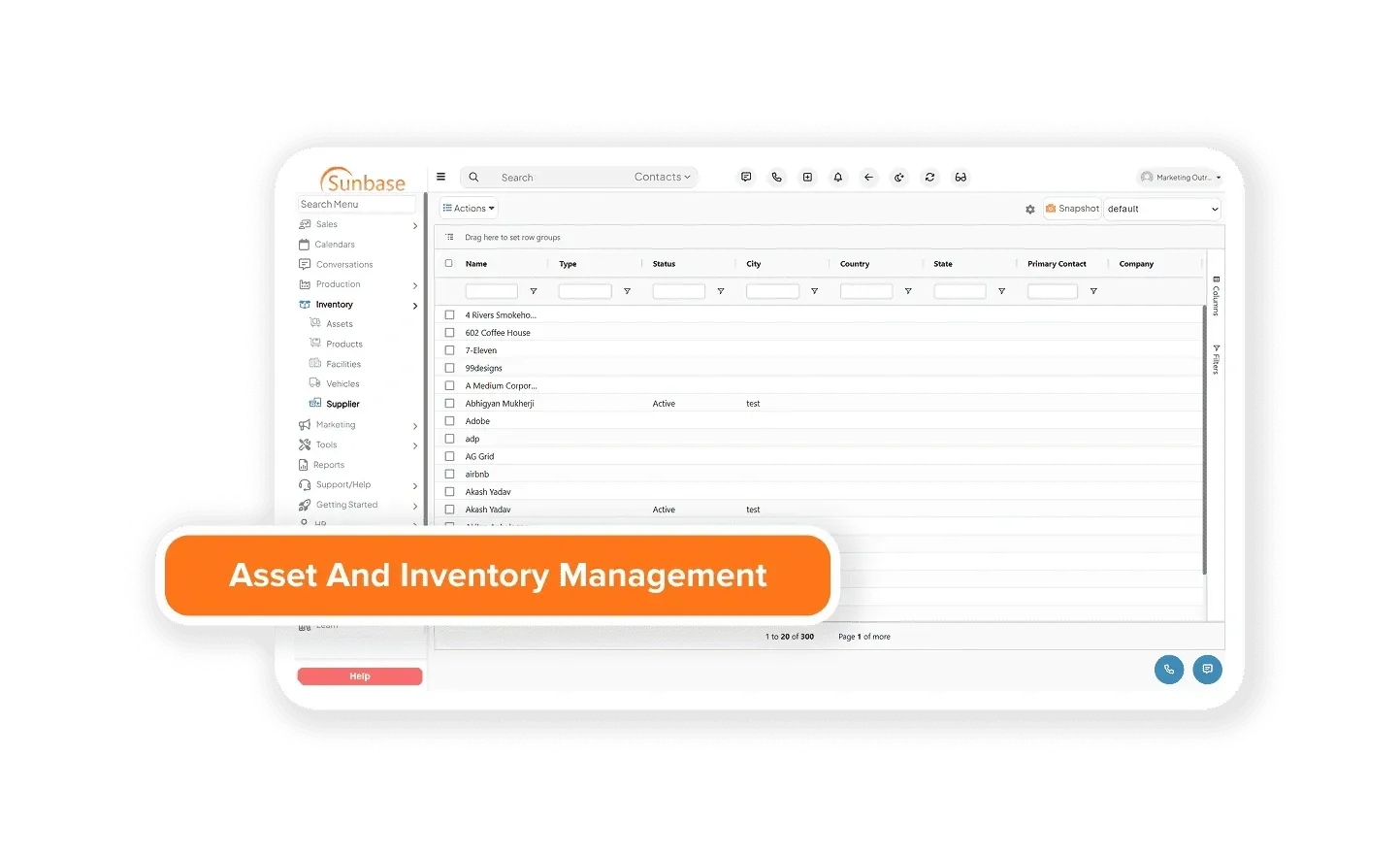 Construction inventory tracking dashboard displaying stock levels, suppliers, and purchase orders for materials and equipment