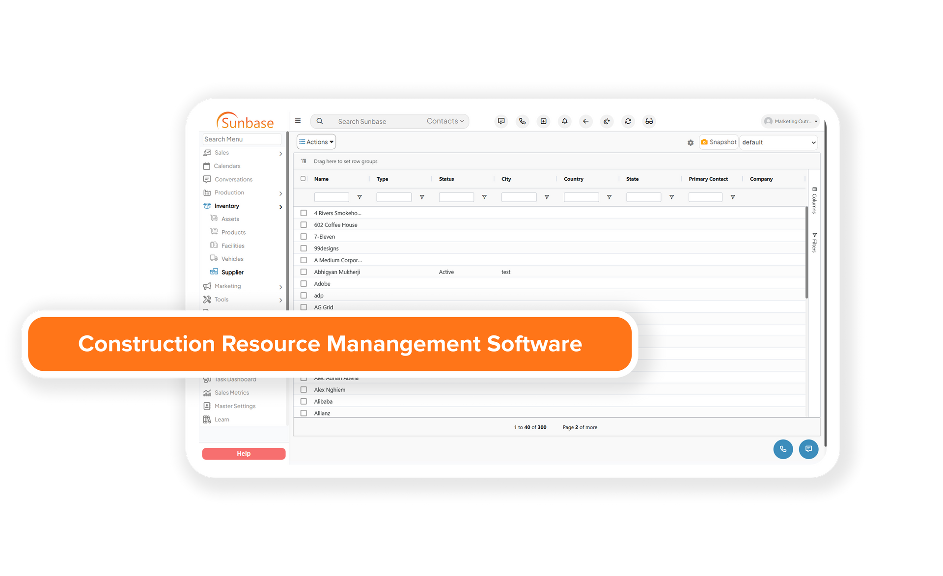 Resource management dashboard with labor and equipment allocation calendar for multiple construction projects
