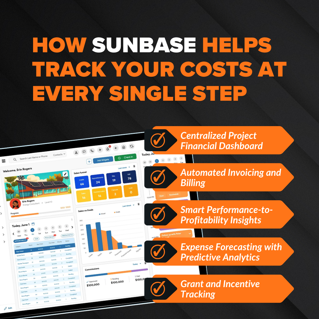How Sunbase Helps Track Your Costs At Every Single Step