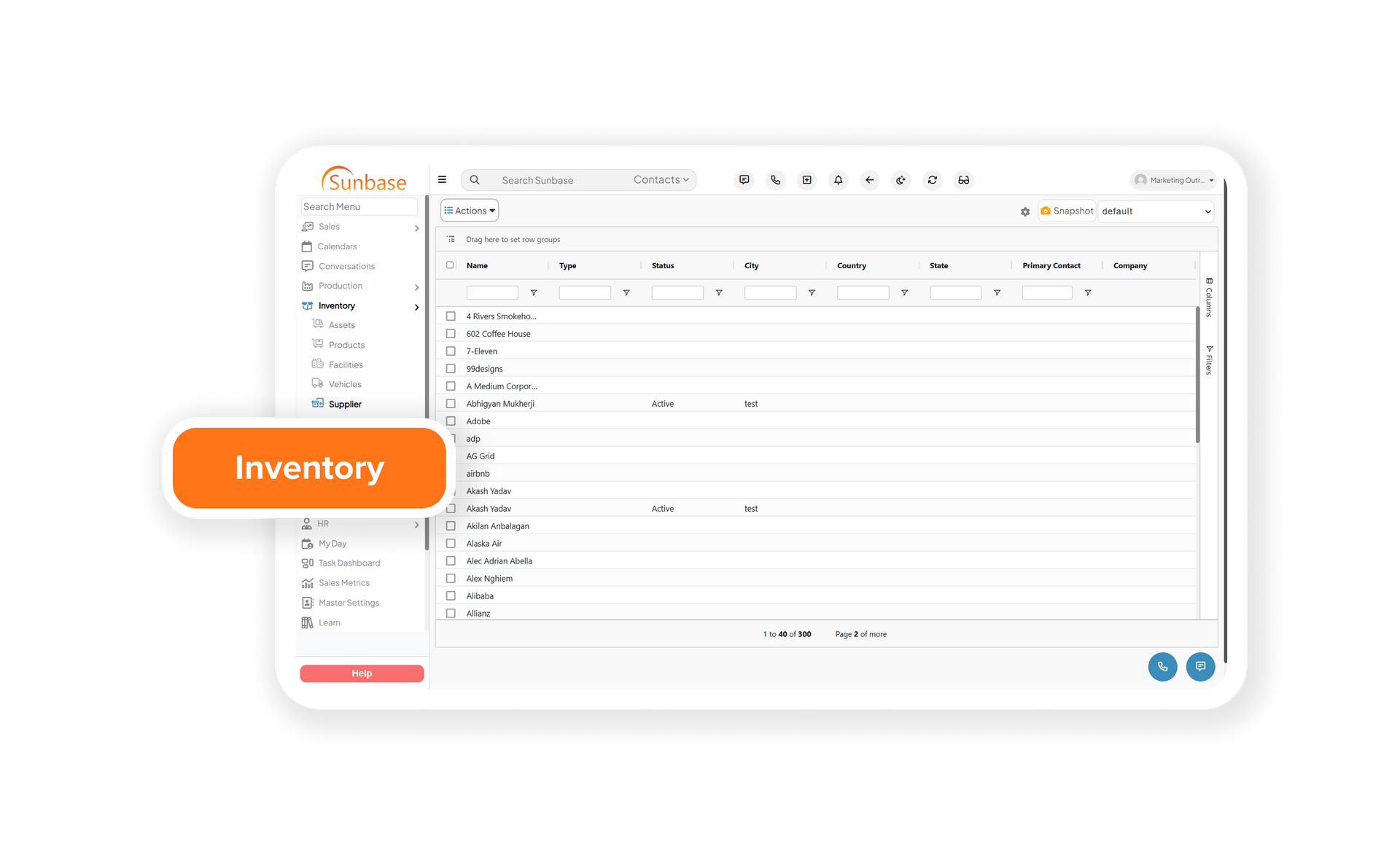 Construction inventory tracking dashboard displaying stock levels, suppliers, and purchase orders for materials and equipment