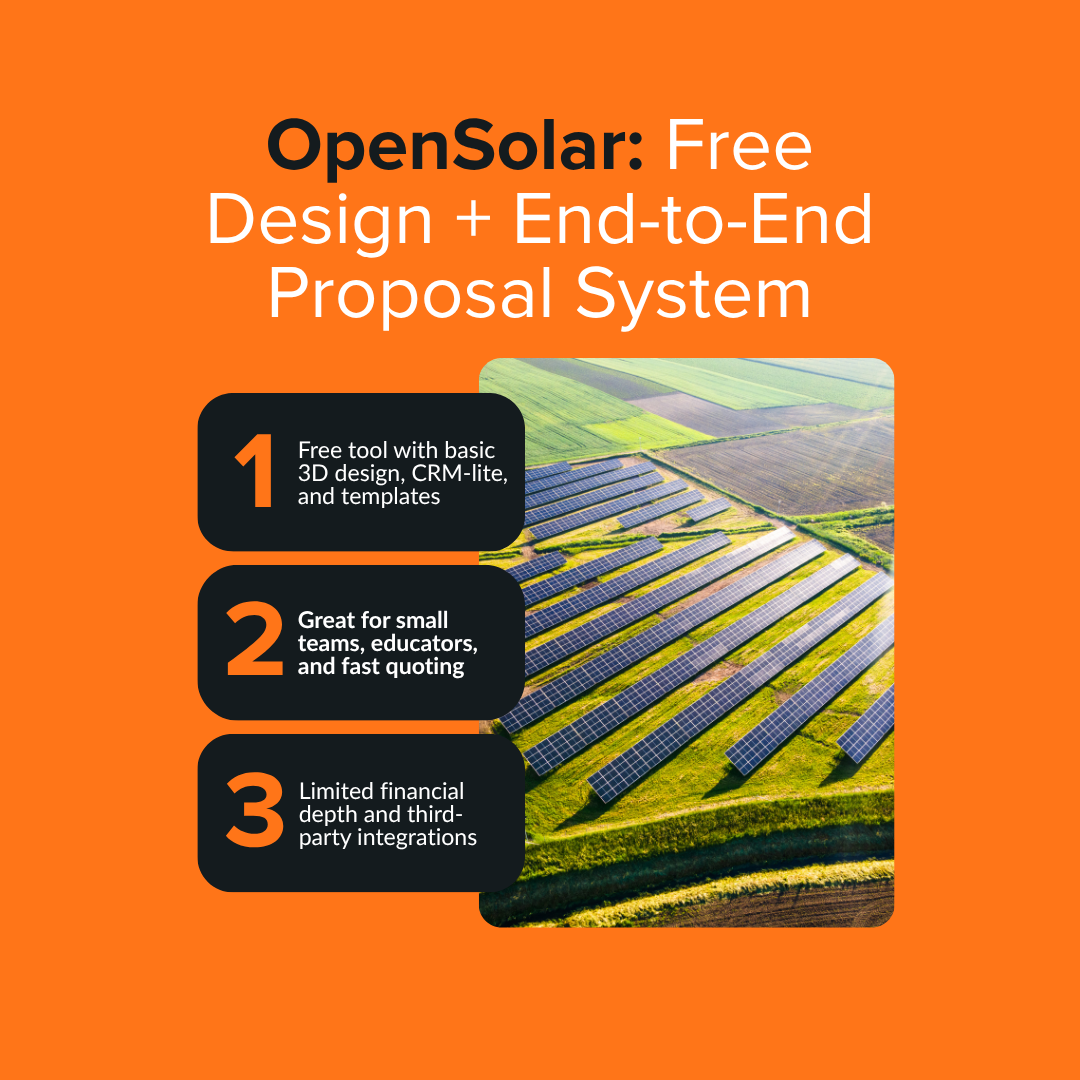 OpenSolar: Free Design + End-to-End Proposal System