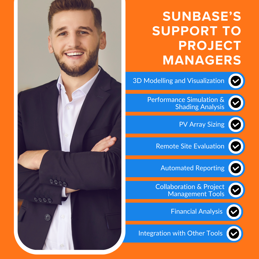 How does Sunbase support project managers in solar design