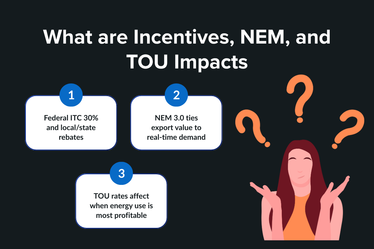 What are Incentives, NEM, and TOU Impacts